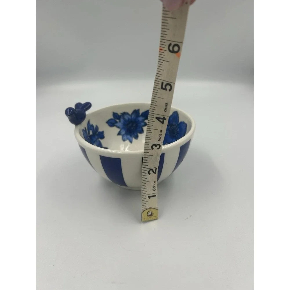 MacKenzie-Childs Blue & White Floral Pattern Round Ceramic Bowl